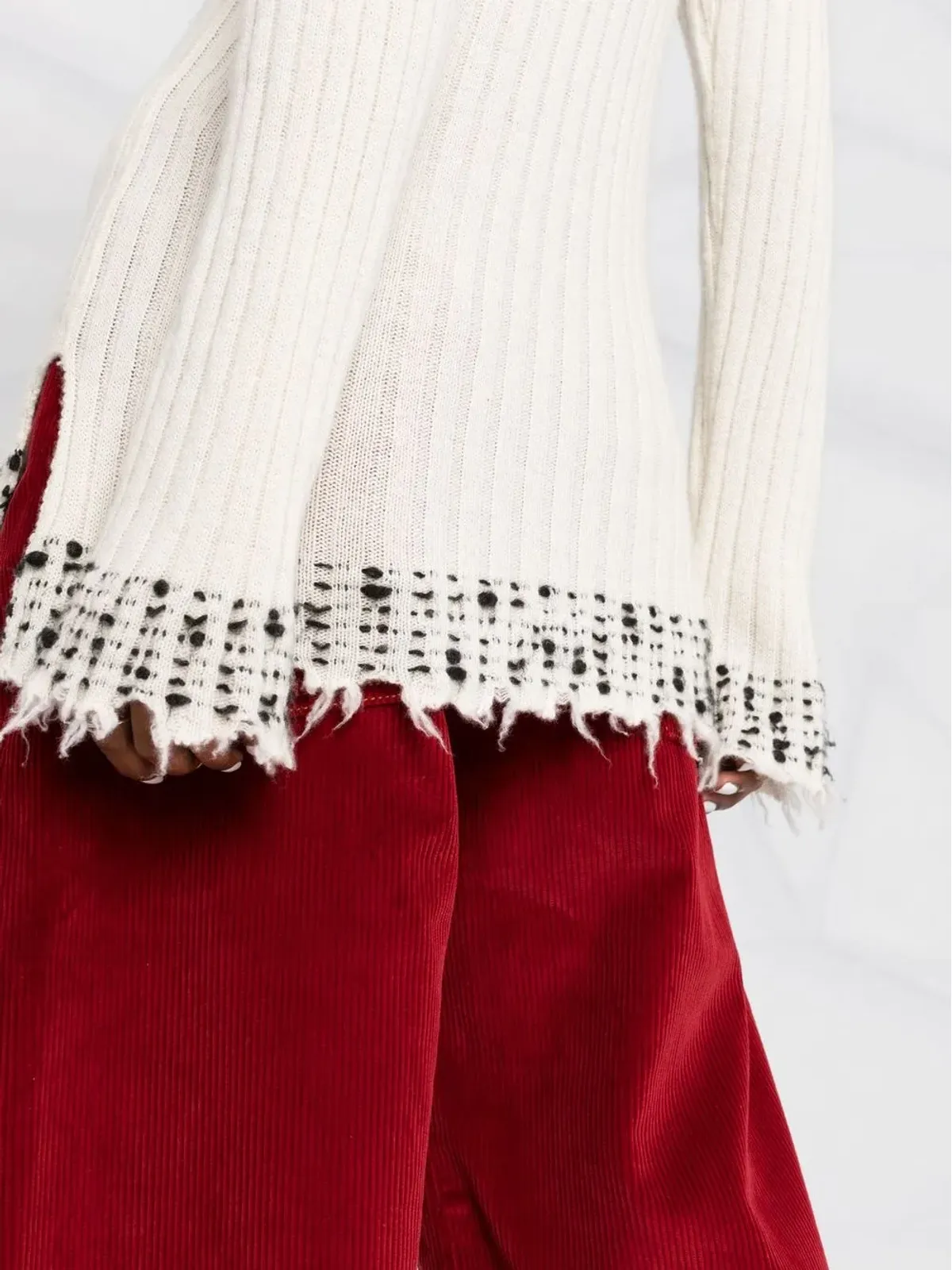 Marni 点状トリムのリブ編みセーター - 画像3
