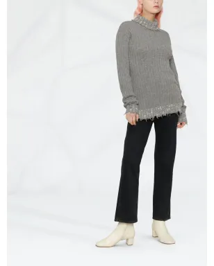 Marni 縁を切りっぱなしのハイネック・編みニットジャンパー（グレー） - サムネイル4