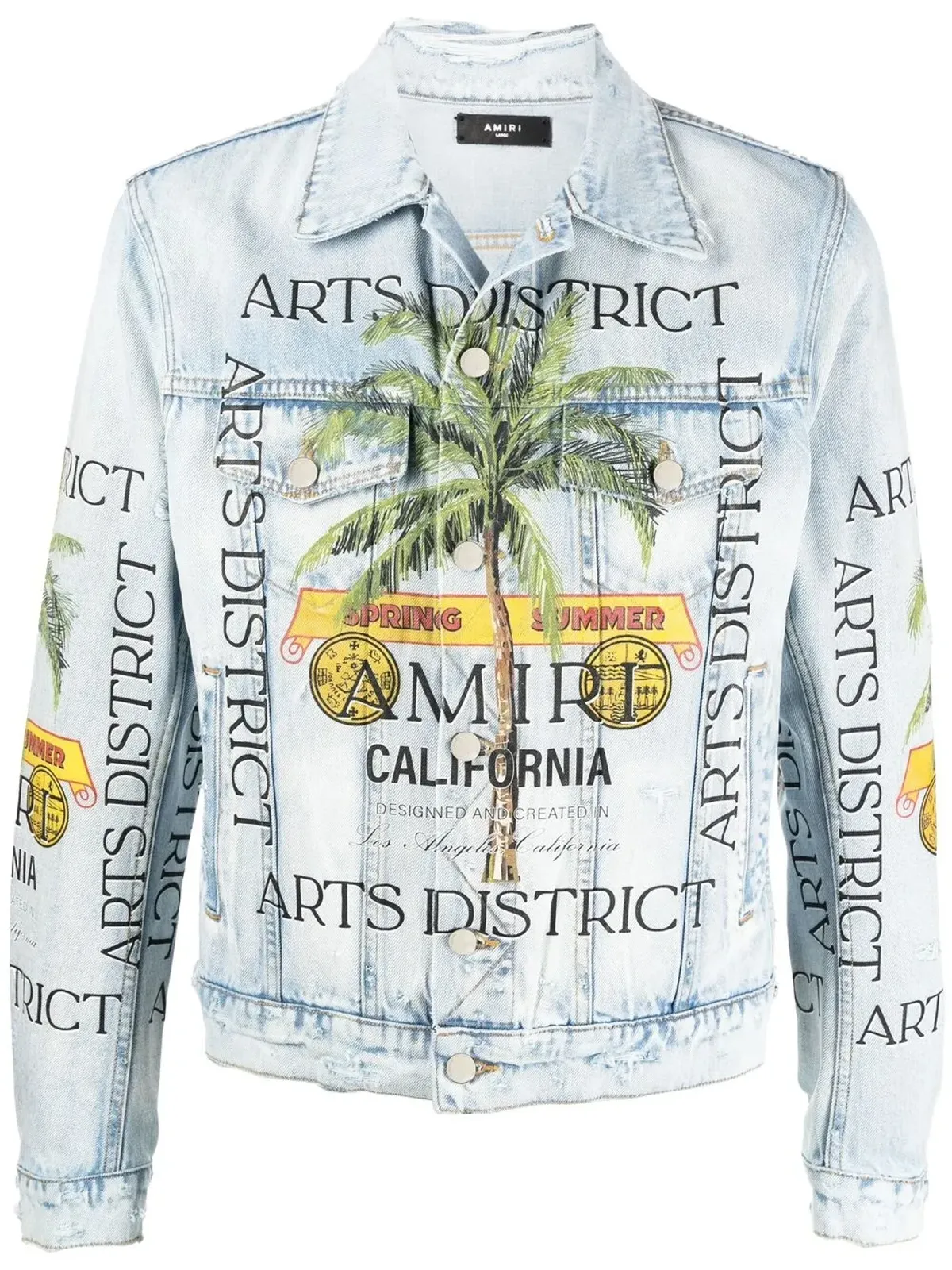 AMIRI グラフィックプリント distressed-effect デニムジャケット - 画像1