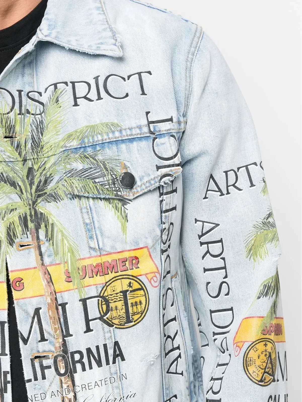 AMIRI グラフィックプリント distressed-effect デニムジャケット - 画像5