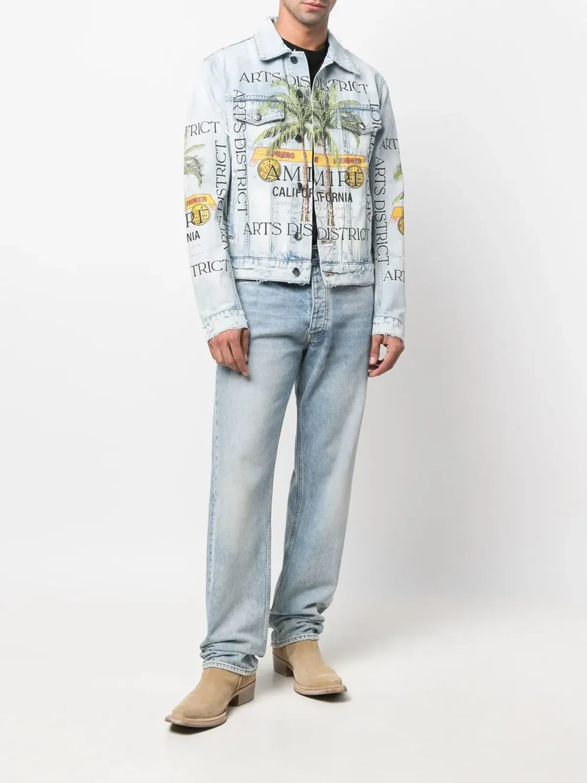 AMIRI グラフィックプリント distressed-effect デニムジャケット - 画像2