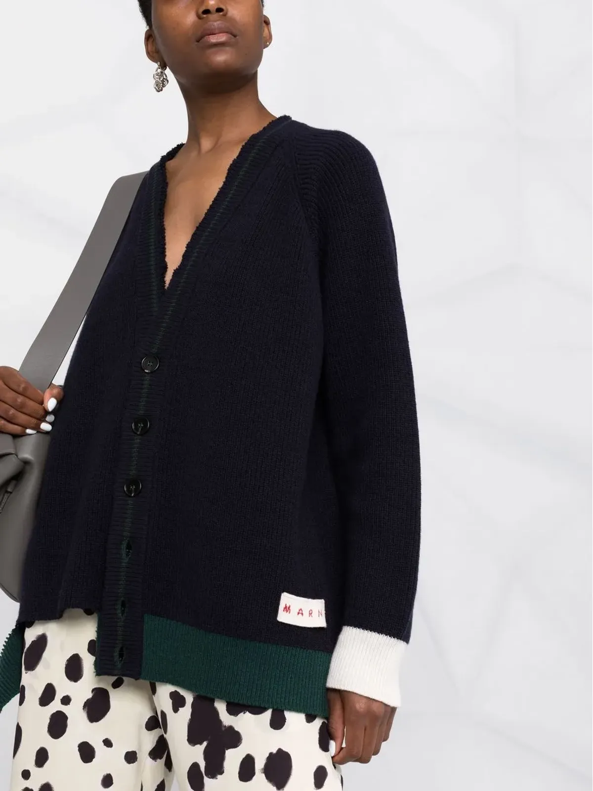 Marni Vネックリブニットカーディガン - 画像3