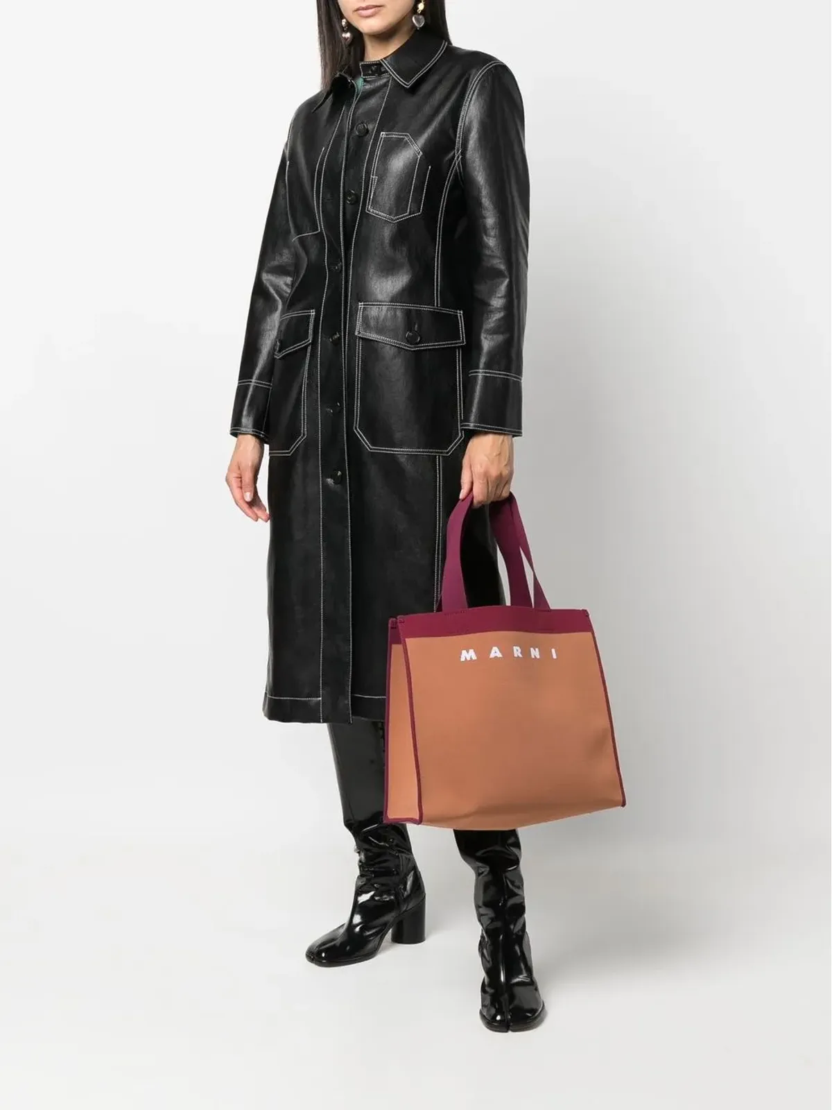 Marni ロゴプリント トートバッグ - オレンジ - 画像2