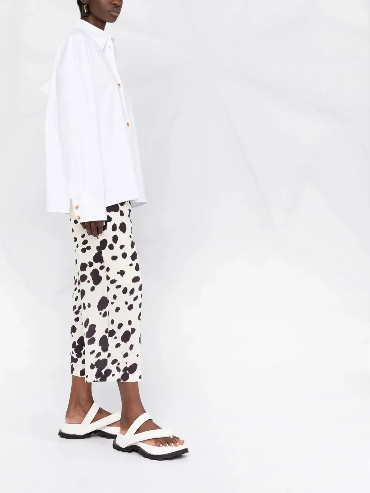 Marni カウプリント クロップドパンツ - 画像4