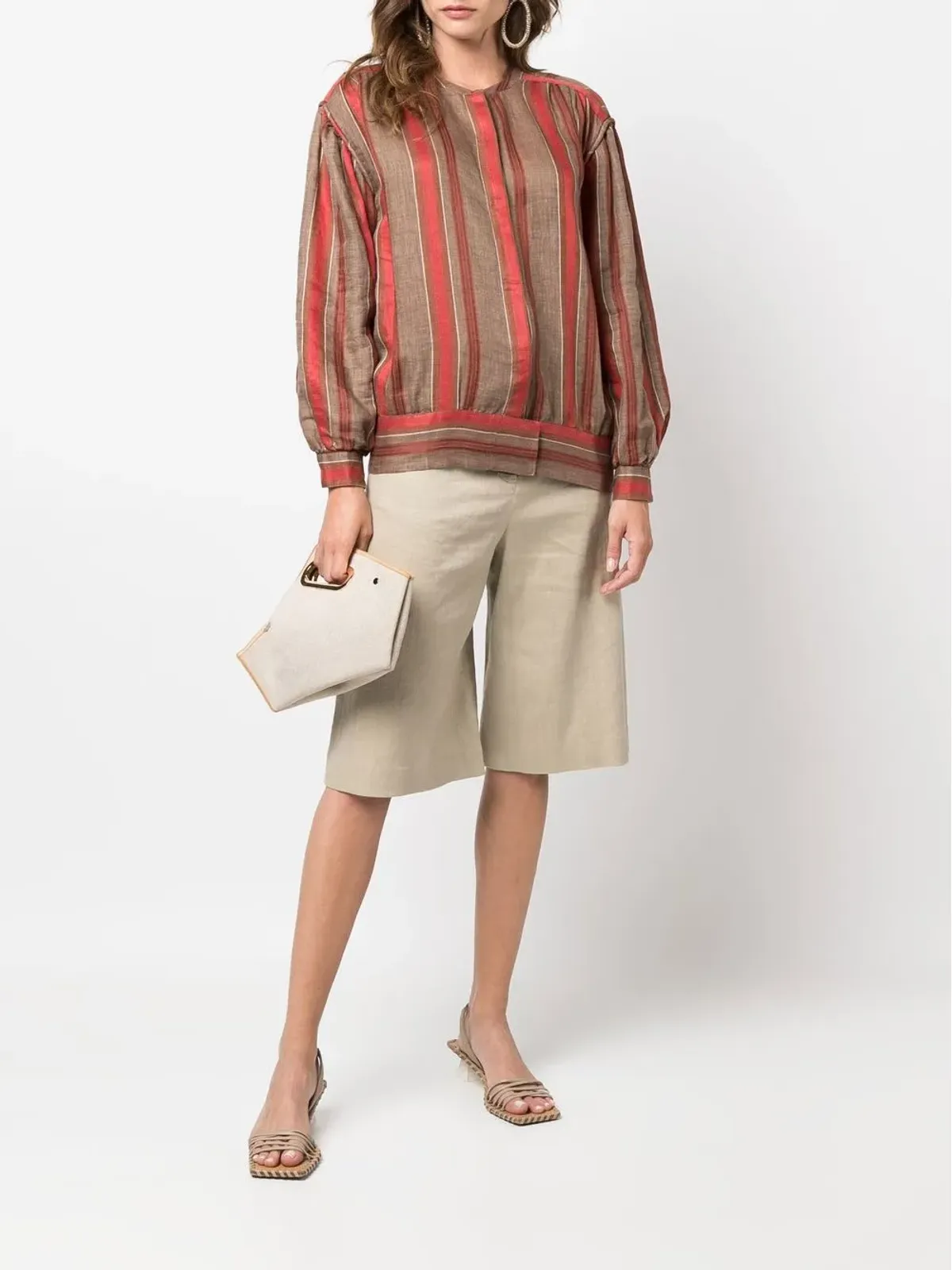 Giorgio Armani Pre-Owned 1980年代ストライプのリネンジャケット - Neutrals - 画像2