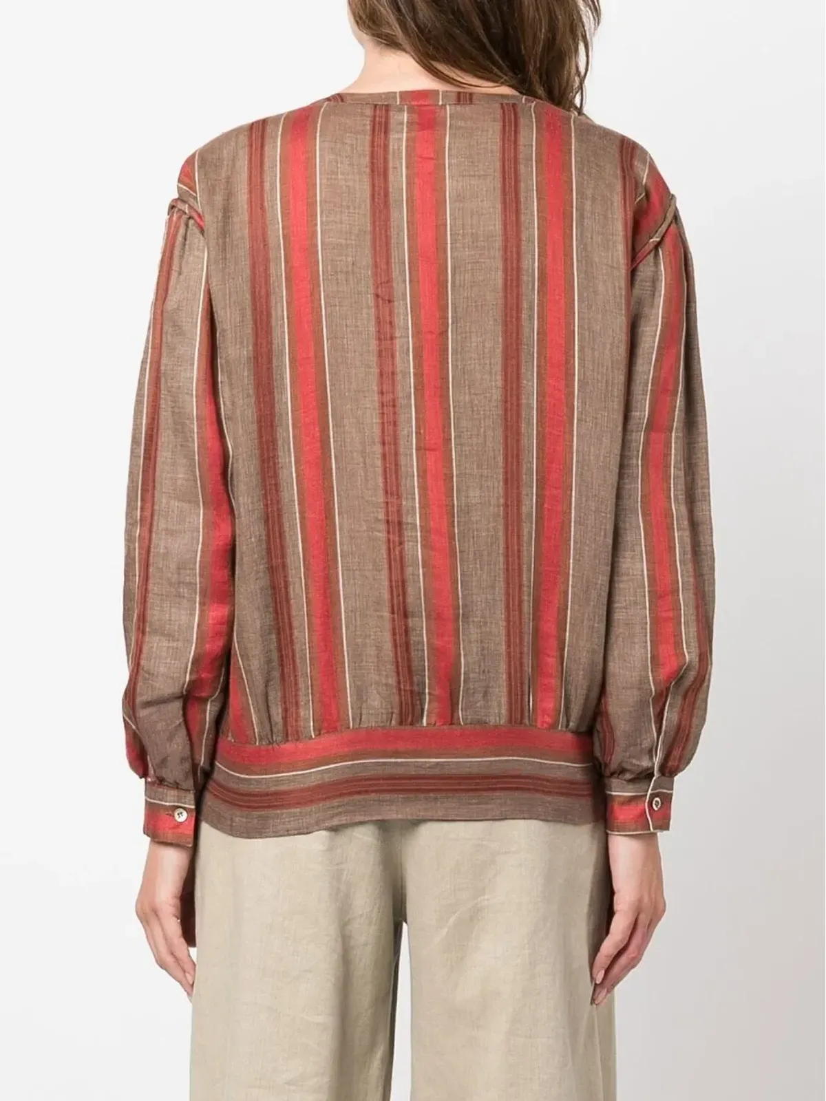 Giorgio Armani Pre-Owned 1980年代ストライプのリネンジャケット - Neutrals - 画像4