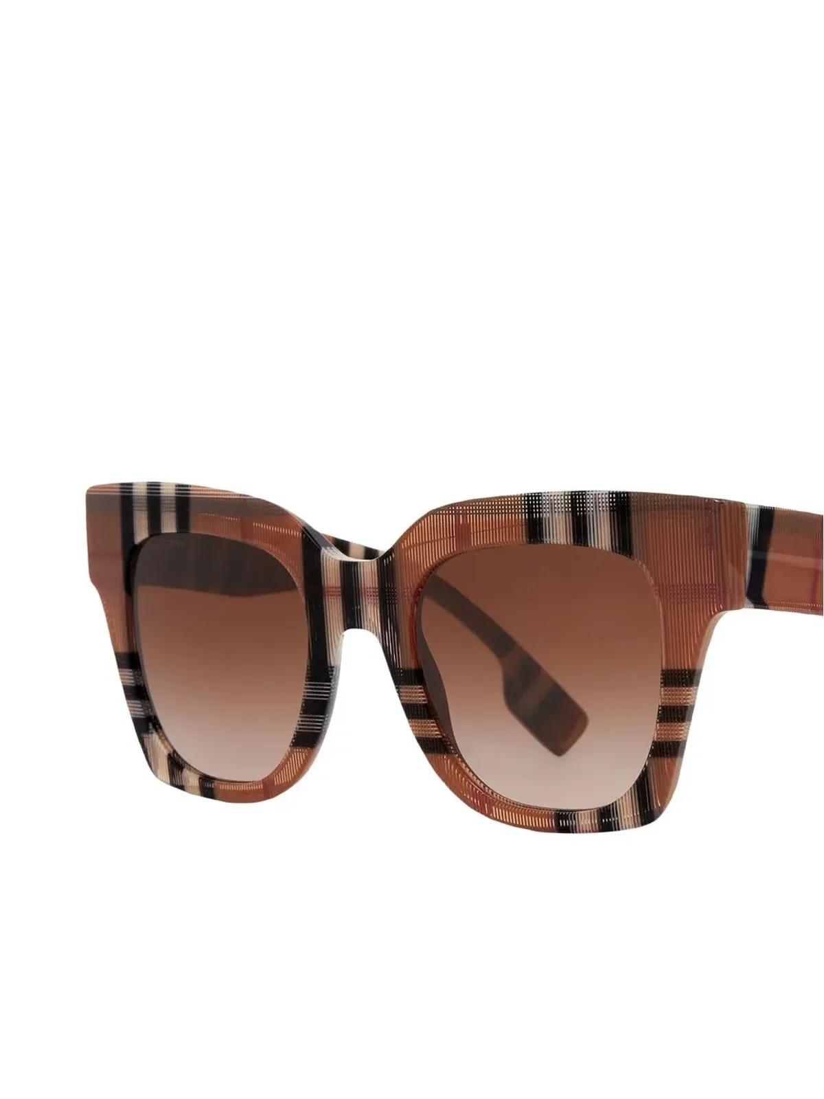 Burberry Eyewear チェック柄スクエアフレーム サングラス - ブラウン - 画像3