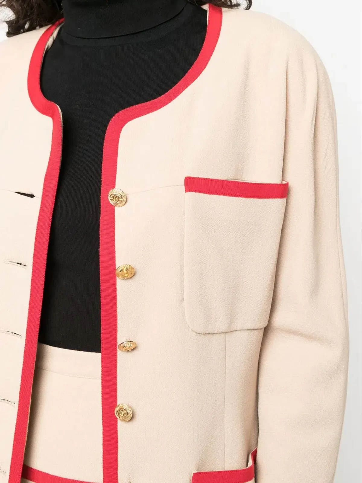 CHANEL Pre-Owned 1980年代 ノーカラー ツーピース スカートスーツ - 画像5