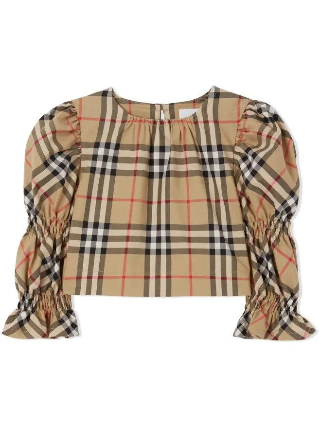 Burberry Kids Burberry Kids パフスリーブ ヴィンテージチェック ブラウスの商品画像