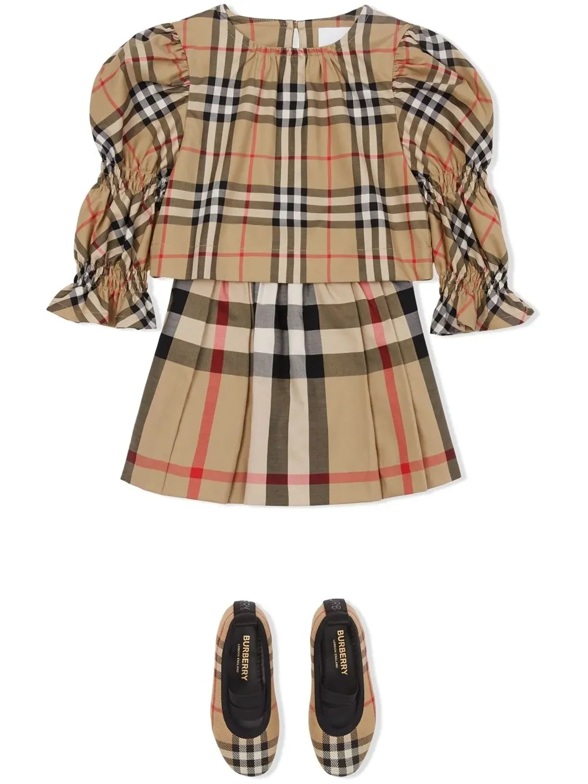 Burberry Kids パフスリーブ ヴィンテージチェック ブラウス - 画像2