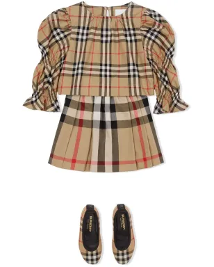 Burberry Kids パフスリーブ ヴィンテージチェック ブラウス - サムネイル2