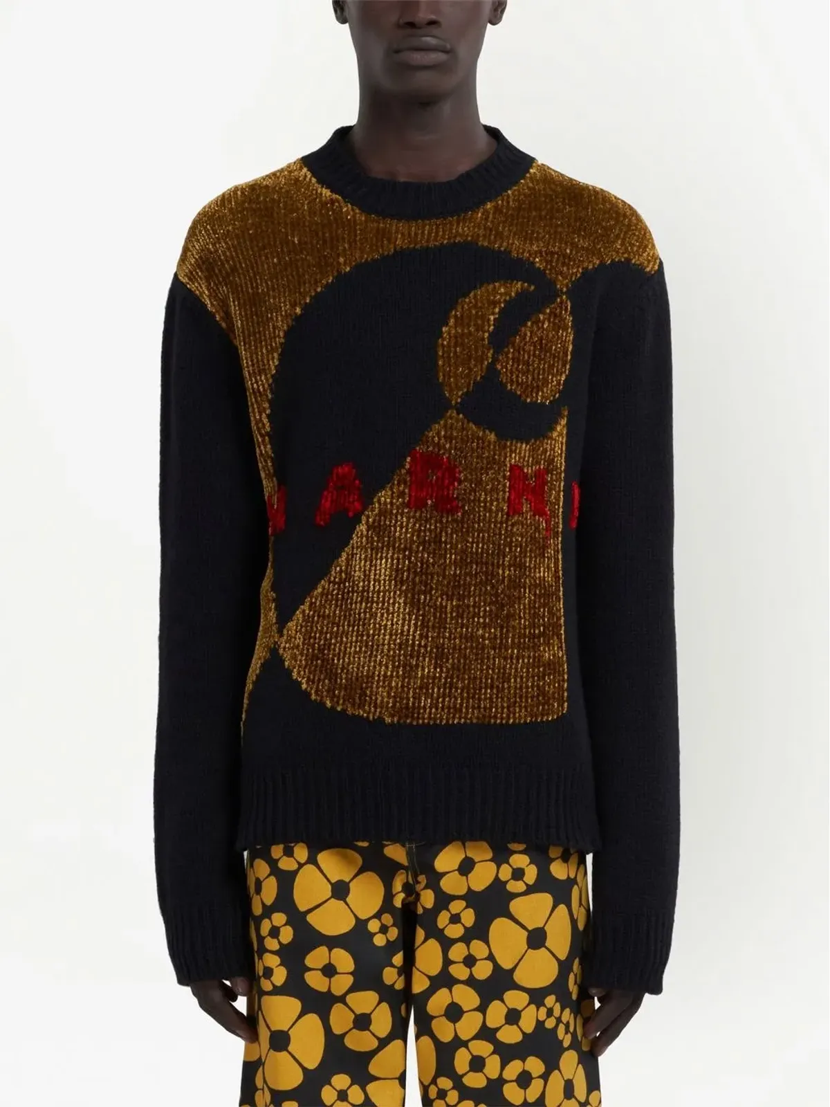 Marni ベルベット風ロゴ入りニットジャンパー - ブラック - 画像2