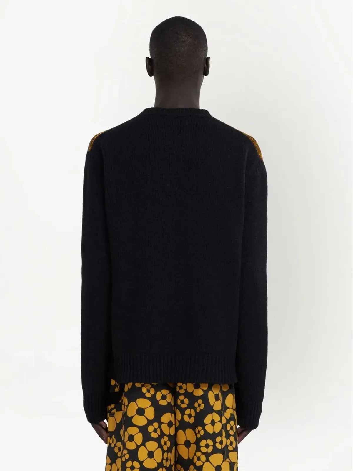 Marni ベルベット風ロゴ入りニットジャンパー - ブラック - 画像3