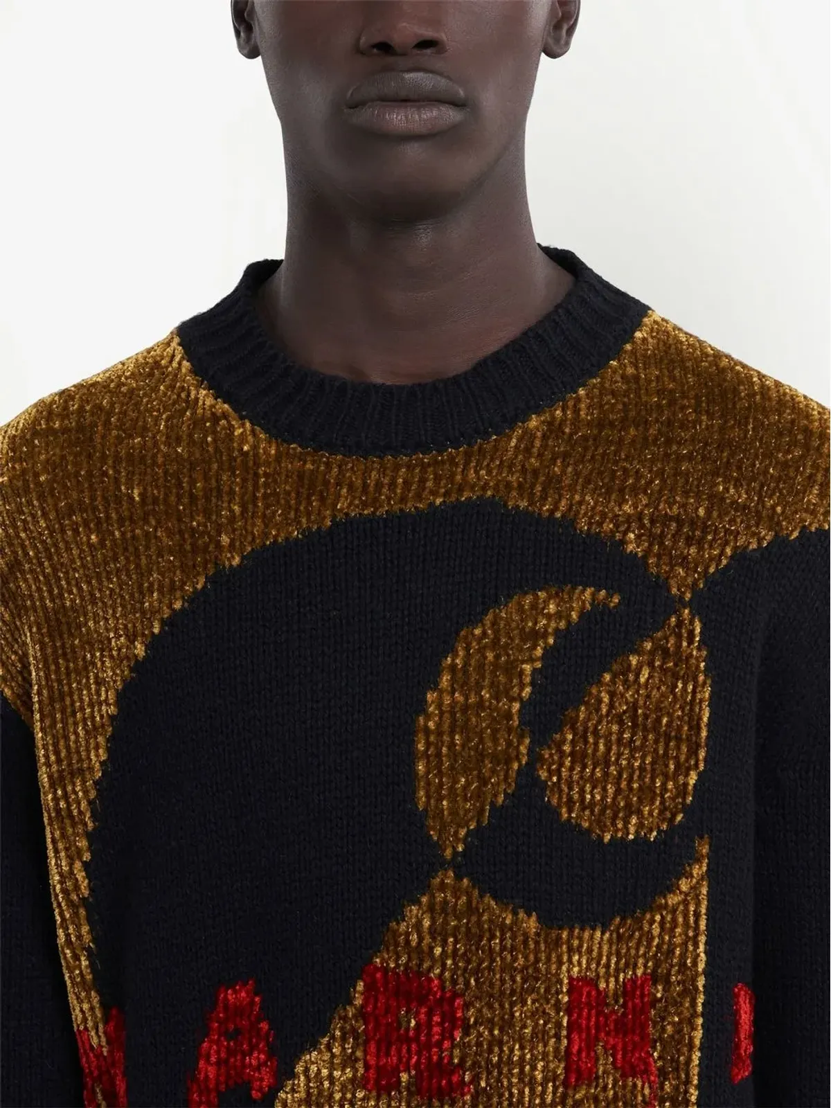 Marni ベルベット風ロゴ入りニットジャンパー - ブラック - 画像4