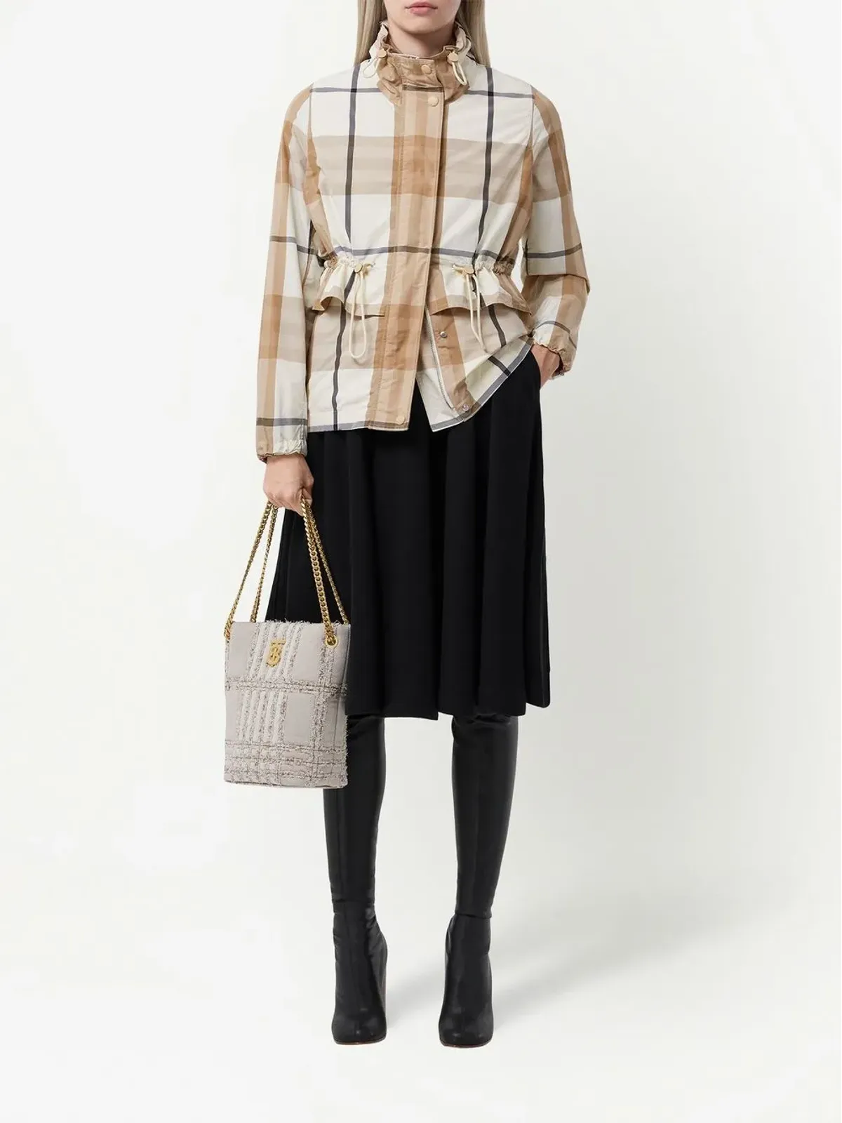 Burberry チェックプリント ドローストリング ジャケット - 画像2