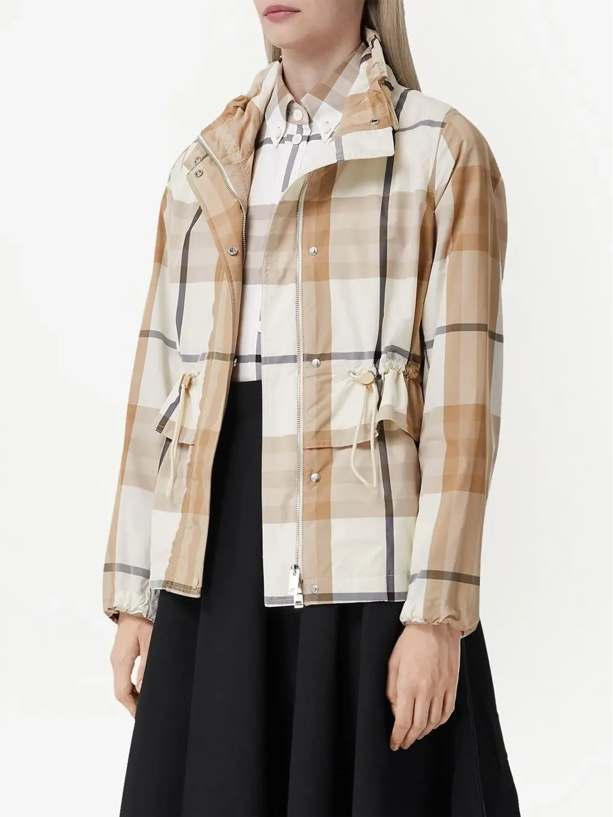 Burberry チェックプリント ドローストリング ジャケット - 画像3