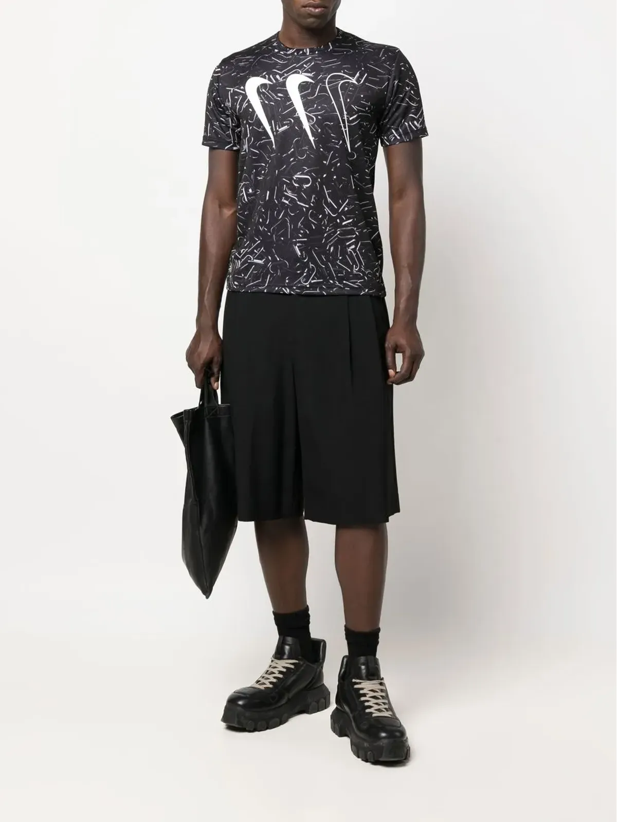 Black Comme Des Garçons ロゴプリント半袖Tシャツ - 画像2