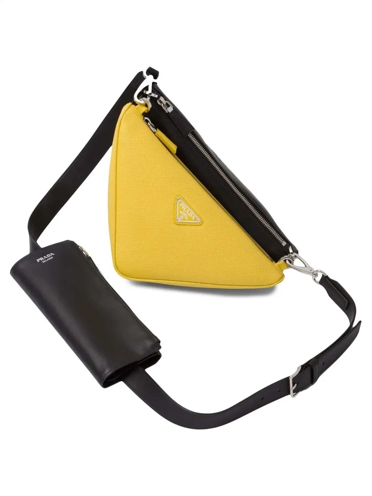 Prada トライアングル ダブル メッセンジャー バッグ - 画像3