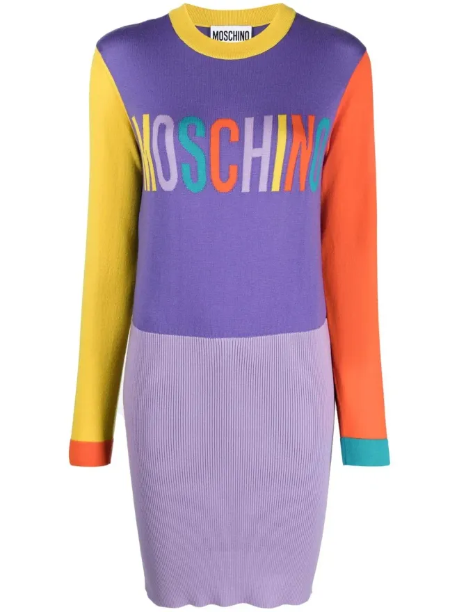 Moschino Moschino インターシャ ロゴ入りニットワンピース - ブルーの商品画像