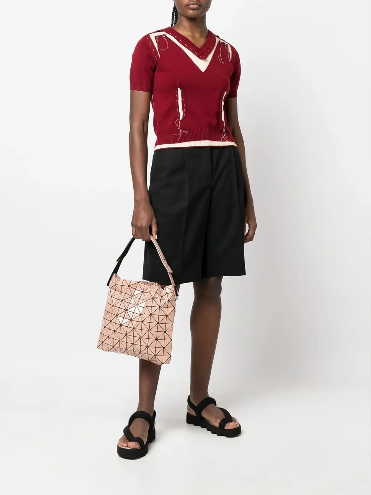 Bao Bao Issey Miyake 幾何学パターン フェイクレザー ショルダーバッグ - 画像2