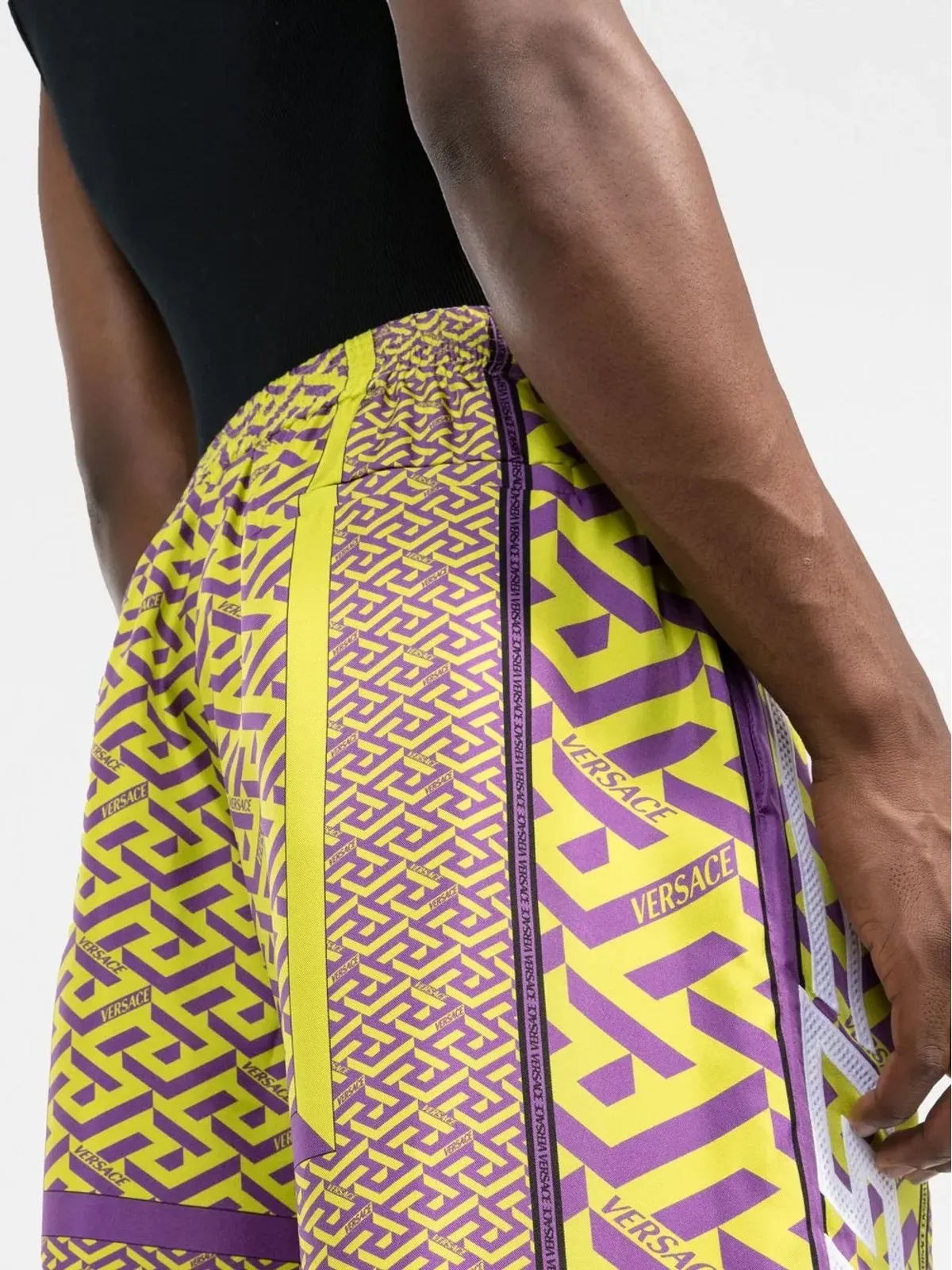 Versace ラ・グレカプリント・シルクショーツ - イエロー - 画像5