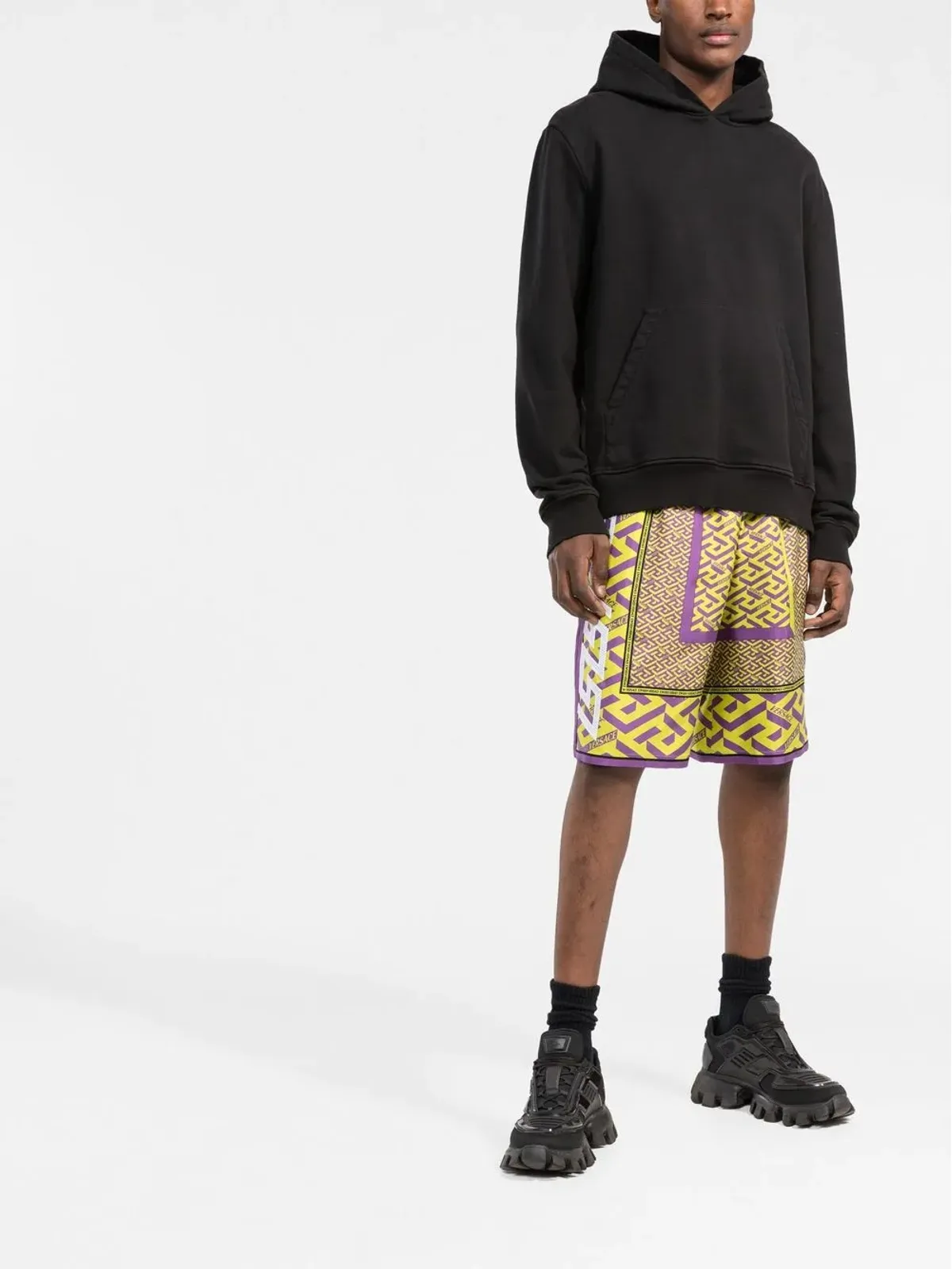 Versace ラ・グレカプリント・シルクショーツ - イエロー - 画像2