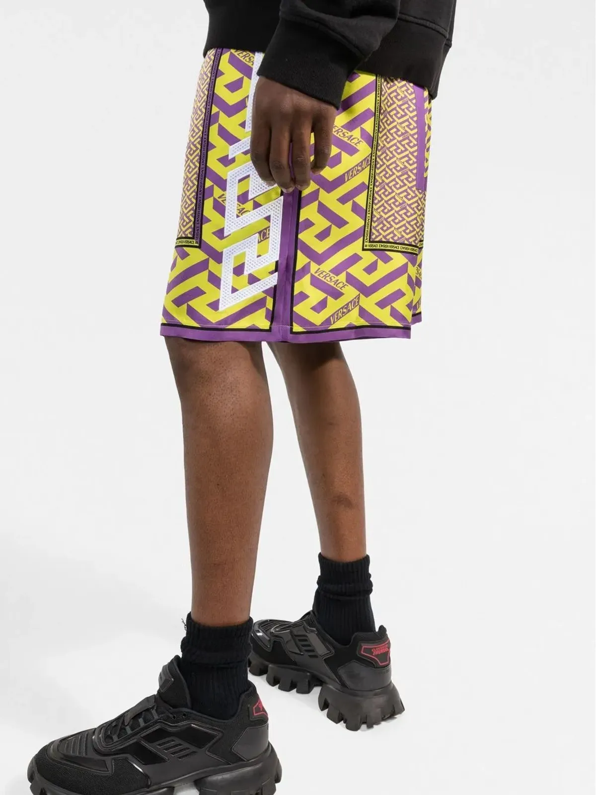 Versace ラ・グレカプリント・シルクショーツ - イエロー - 画像3