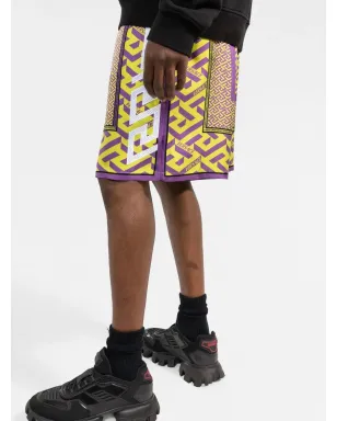 Versace ラ・グレカプリント・シルクショーツ - イエロー - サムネイル3