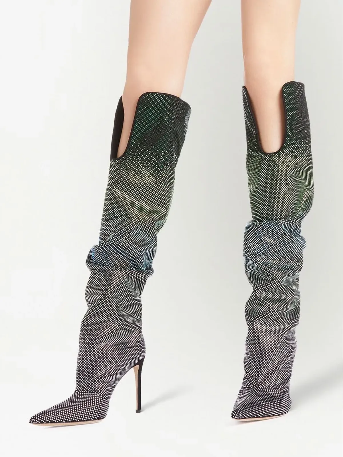Giuseppe Zanotti 105mm GZ Gala Caleido ニー・ハイ ブーツ - ブラック - 画像4