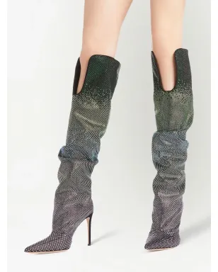 Giuseppe Zanotti 105mm GZ Gala Caleido ニー・ハイ ブーツ - ブラック - サムネイル4