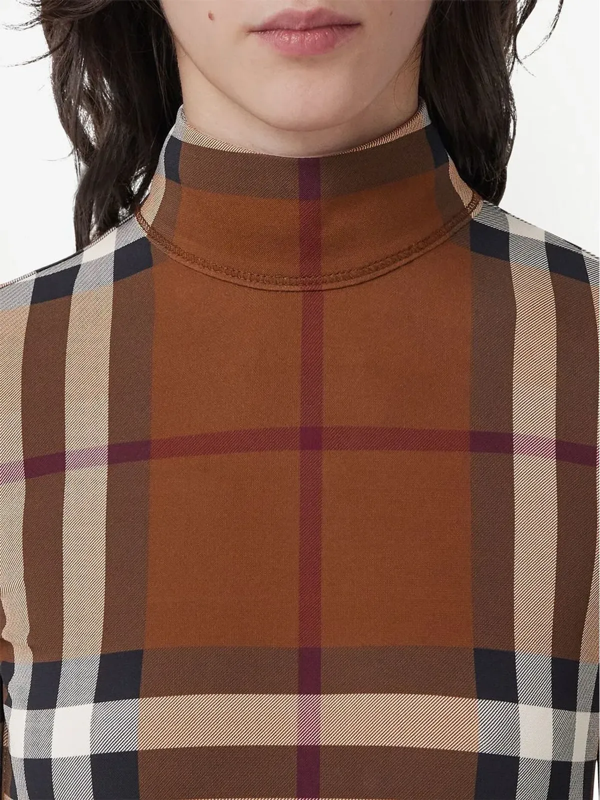 Burberry チェックプリント サイドタイ ミディドレス - 画像4