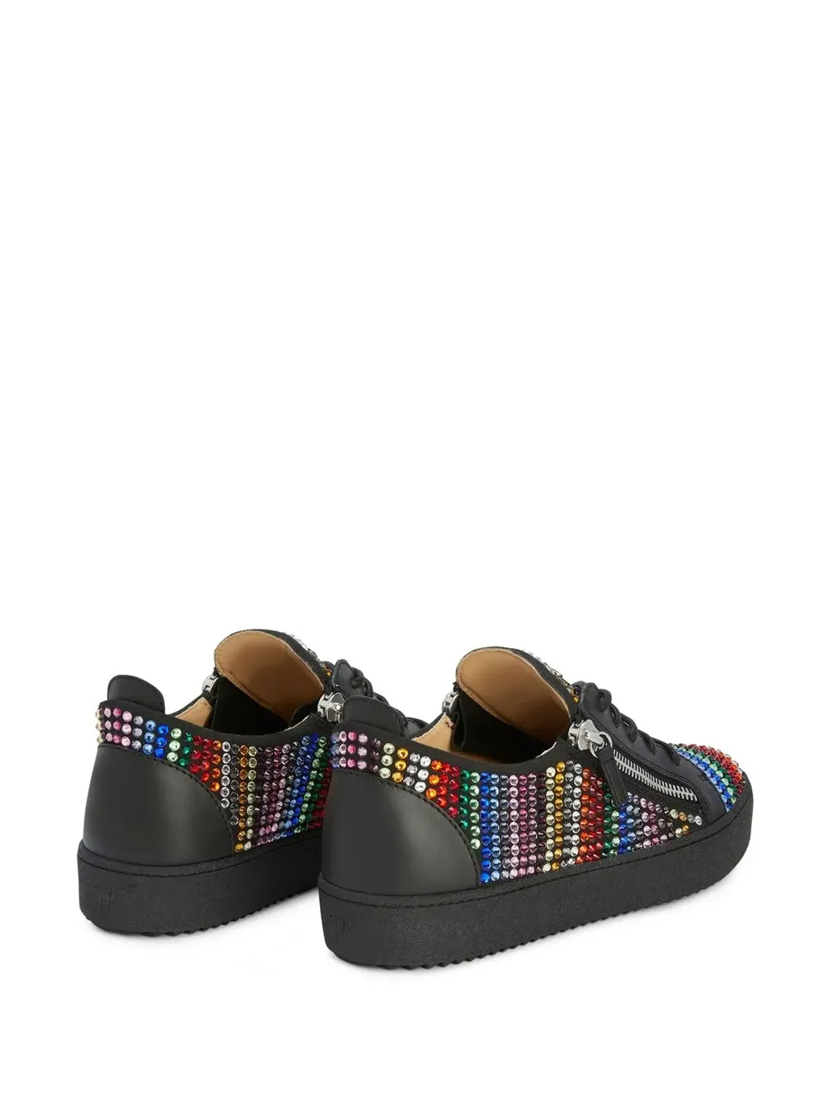 Giuseppe Zanotti Frankie Strass ダブルジップ ロー・トップ スニーカー - 画像3