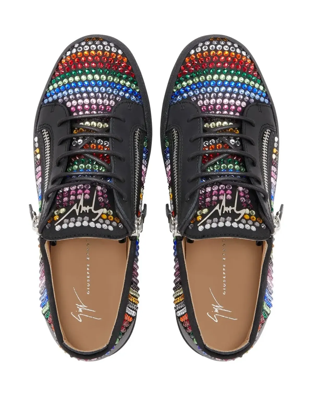 Giuseppe Zanotti Frankie Strass ダブルジップ ロー・トップ スニーカー - 画像4