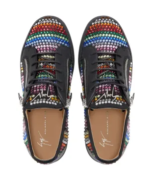 Giuseppe Zanotti Frankie Strass ダブルジップ ロー・トップ スニーカー - サムネイル4