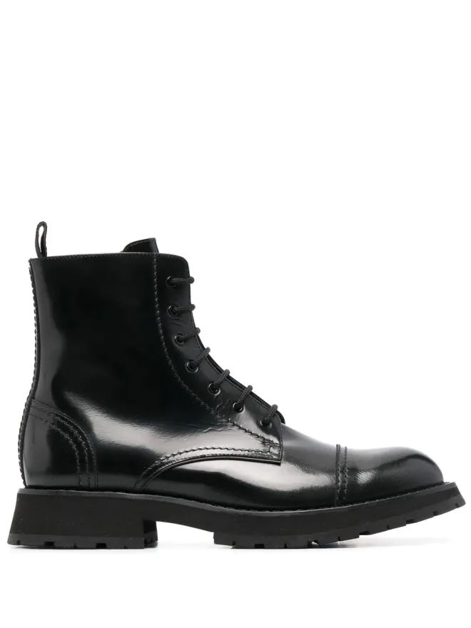 Alexander McQueen Alexander McQueen レースアップレザー アンクルブーツの商品画像