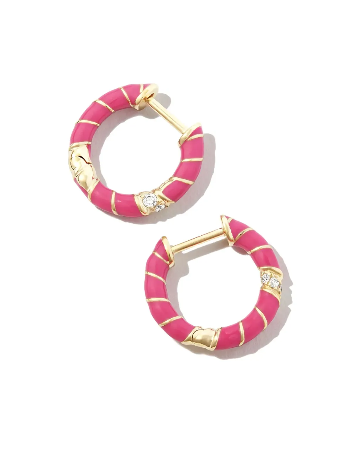 Yvonne Léon 9ktイエローゴールド ツイストエナメル フープピアス - 画像3
