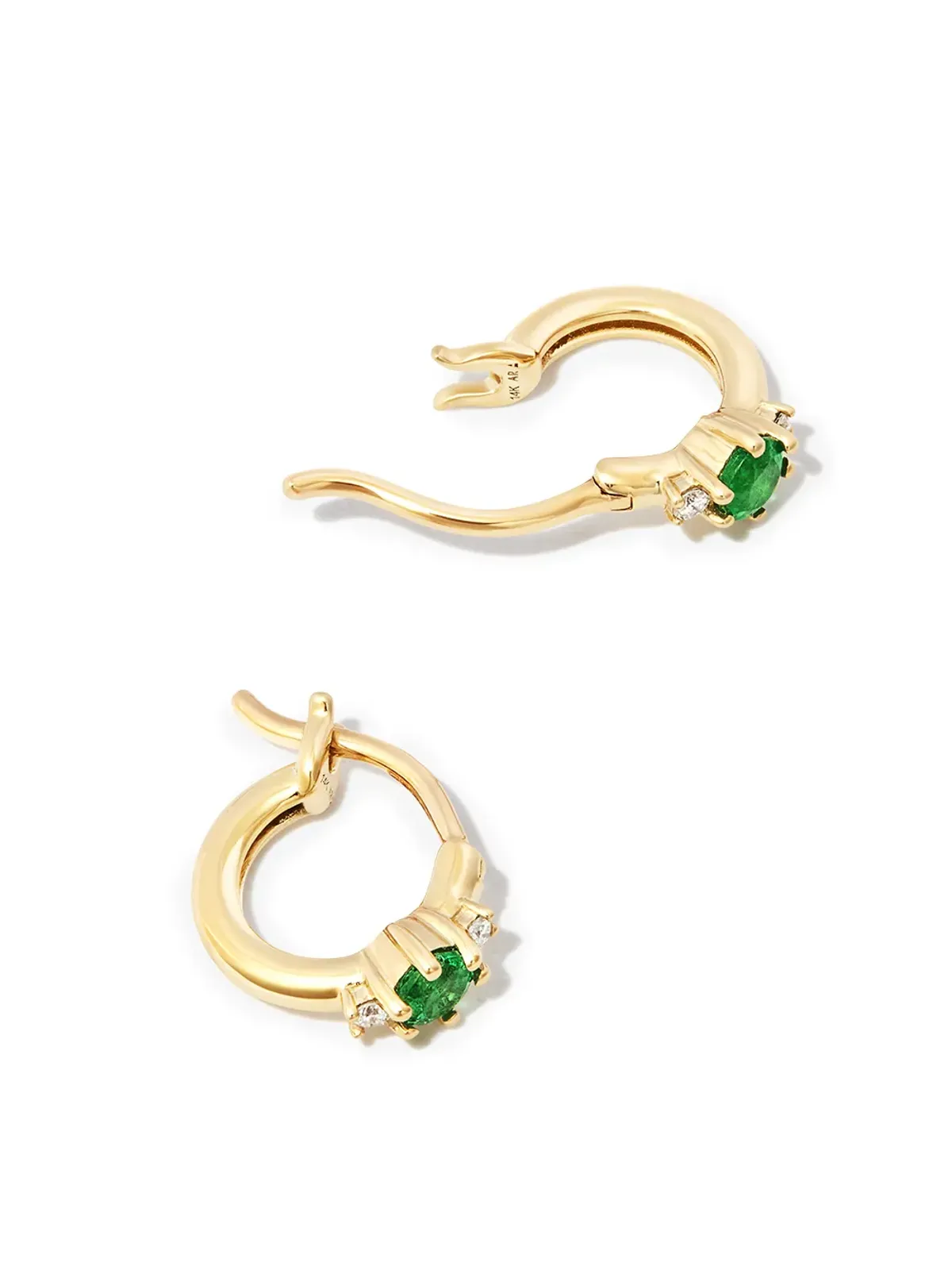Adina Reyter 14K イエローゴールド エメラルド ダイヤモンド ハギーホープ ピアス - 画像2