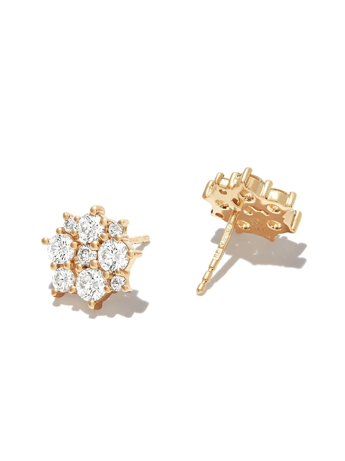 Sydney Evan 14K イエローゴールド カクテルディスク ダイヤモンドスタッドピアス - 画像2
