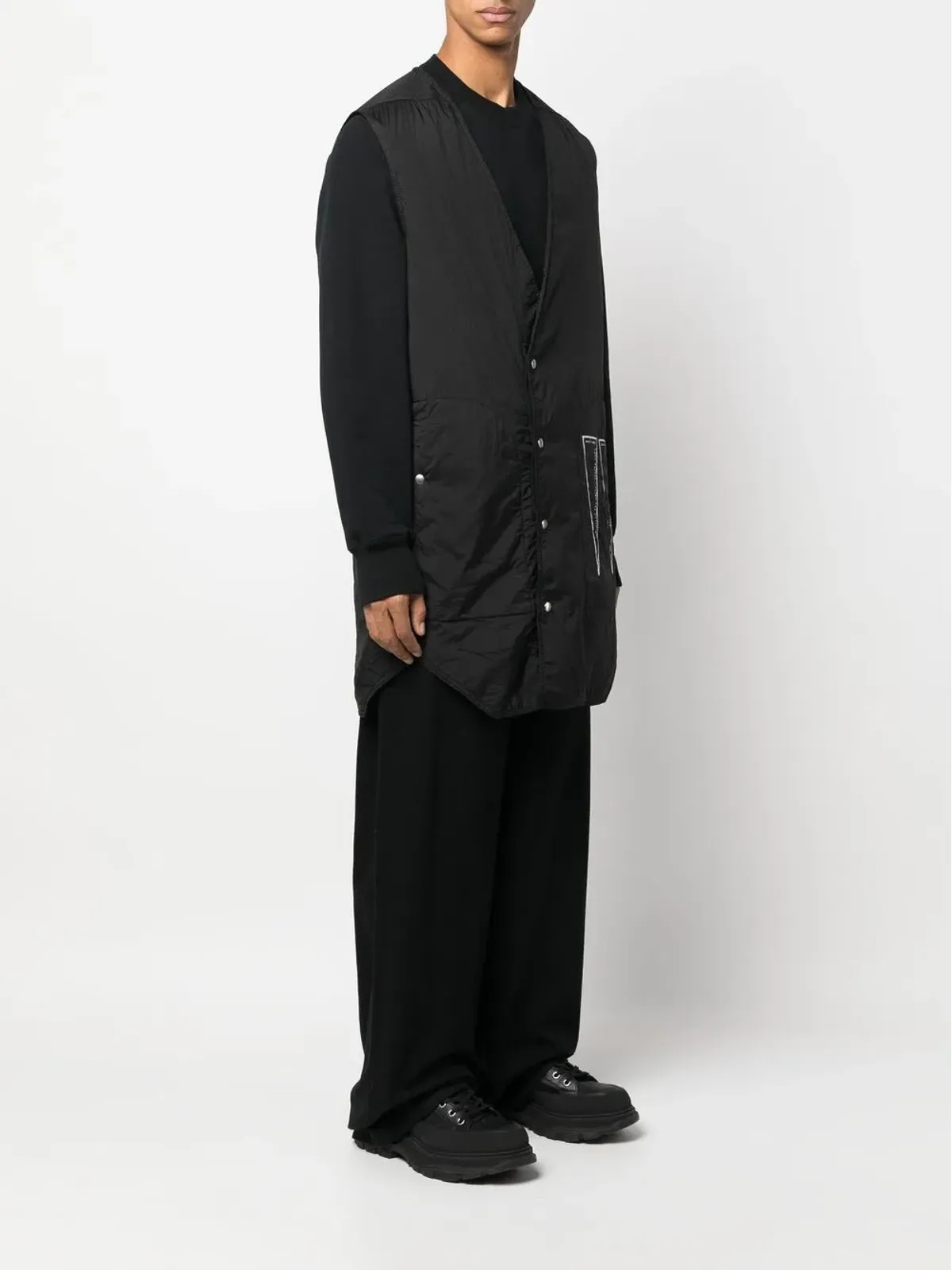 Rick Owens DRKSHDW ロゴプリント ノースリーブコート - 画像3