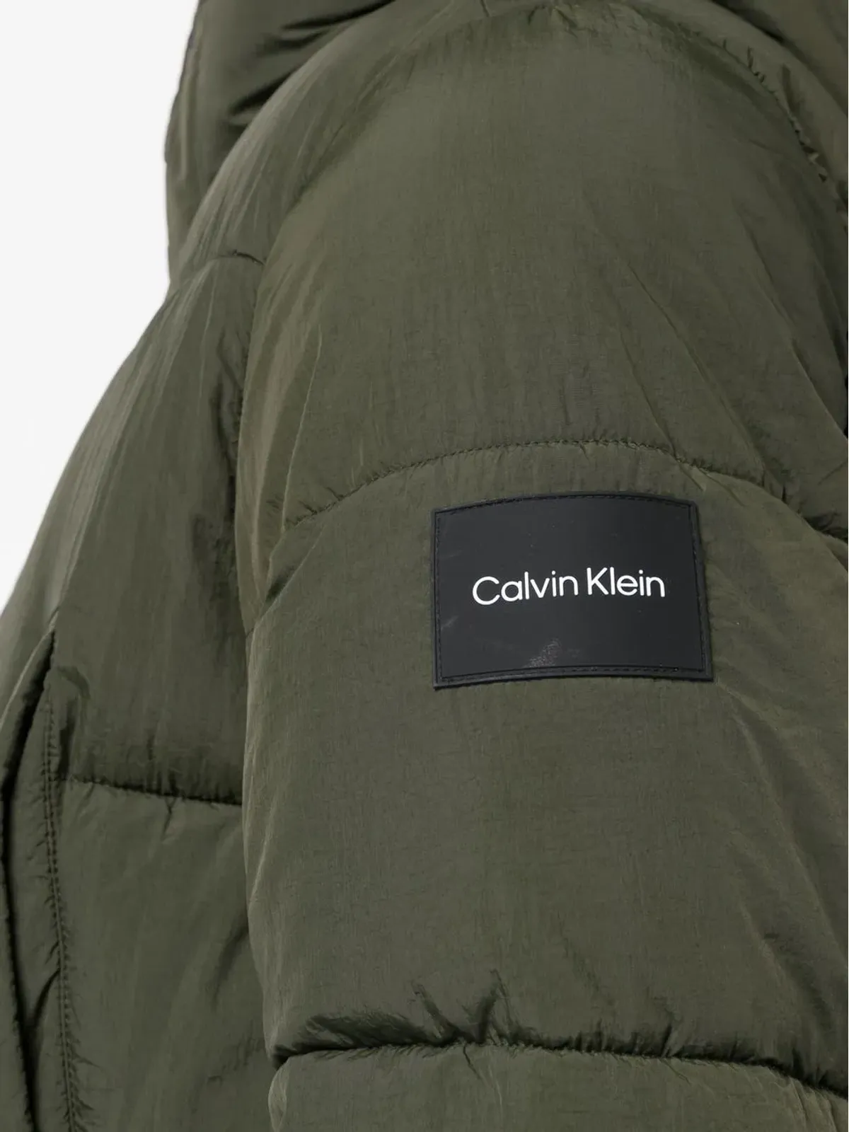 Calvin Klein ロゴパッチ付きフード付きダウンコート - Green - 画像5