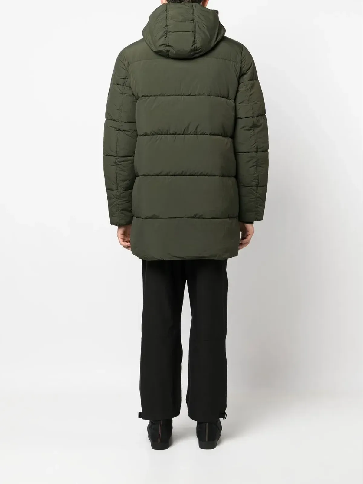Calvin Klein ロゴパッチ付きフード付きダウンコート - Green - 画像4