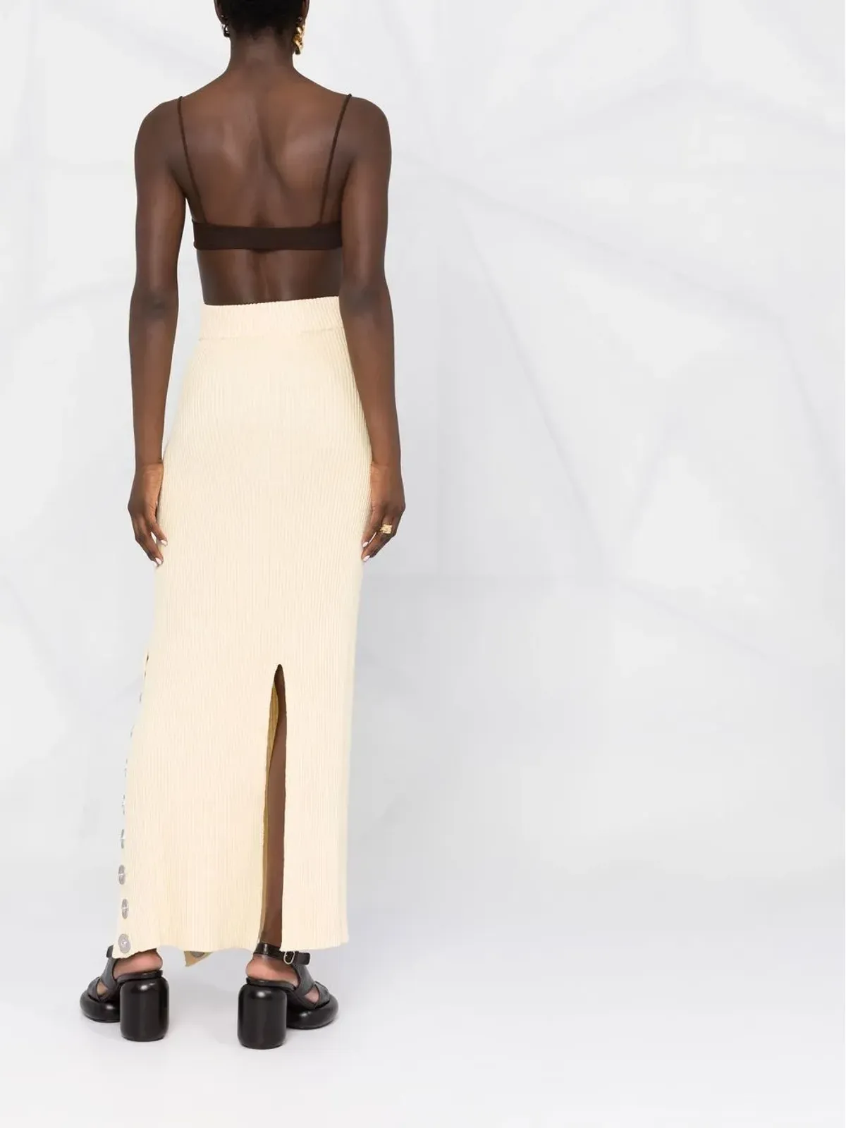 Jil Sander スナップボタン付きリブニットマキシスカート - 画像4