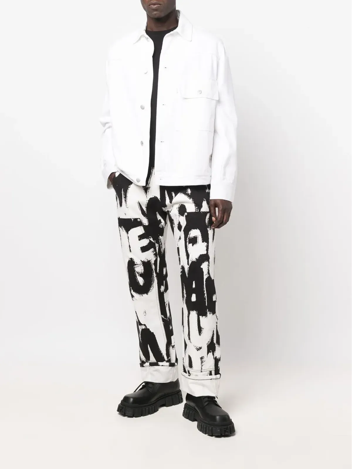 Alexander McQueen グラフィティプリント ストレートレッグジーンズ - 画像2