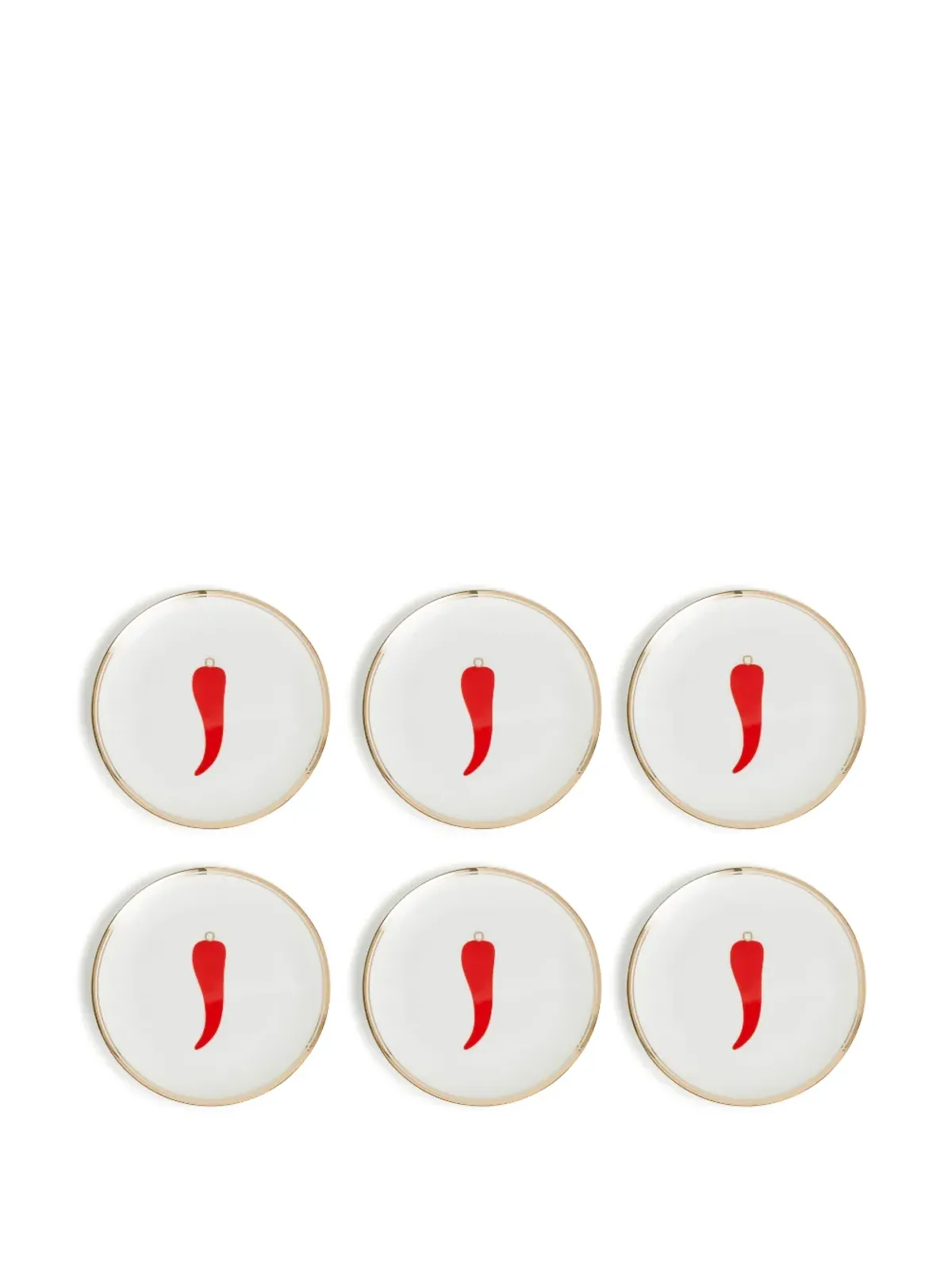 Bitossi Home チリペッパープリント皿（6枚セット） - White - 画像5