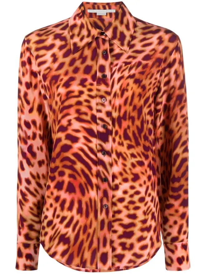 Stella McCartney Stella McCartney レオパード柄シルクシャツ - ピンクの商品画像