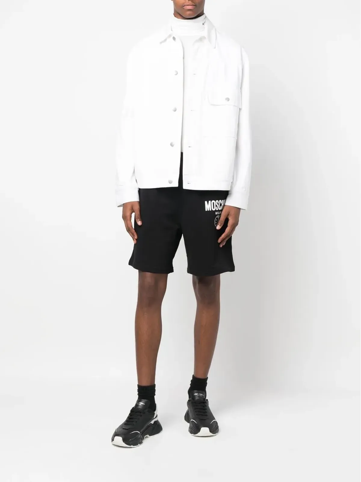 Moschino logo-print organic-cotton shorts - Black - 画像2