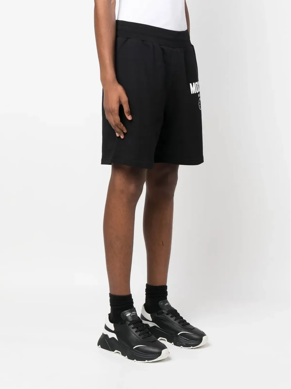 Moschino logo-print organic-cotton shorts - Black - 画像3