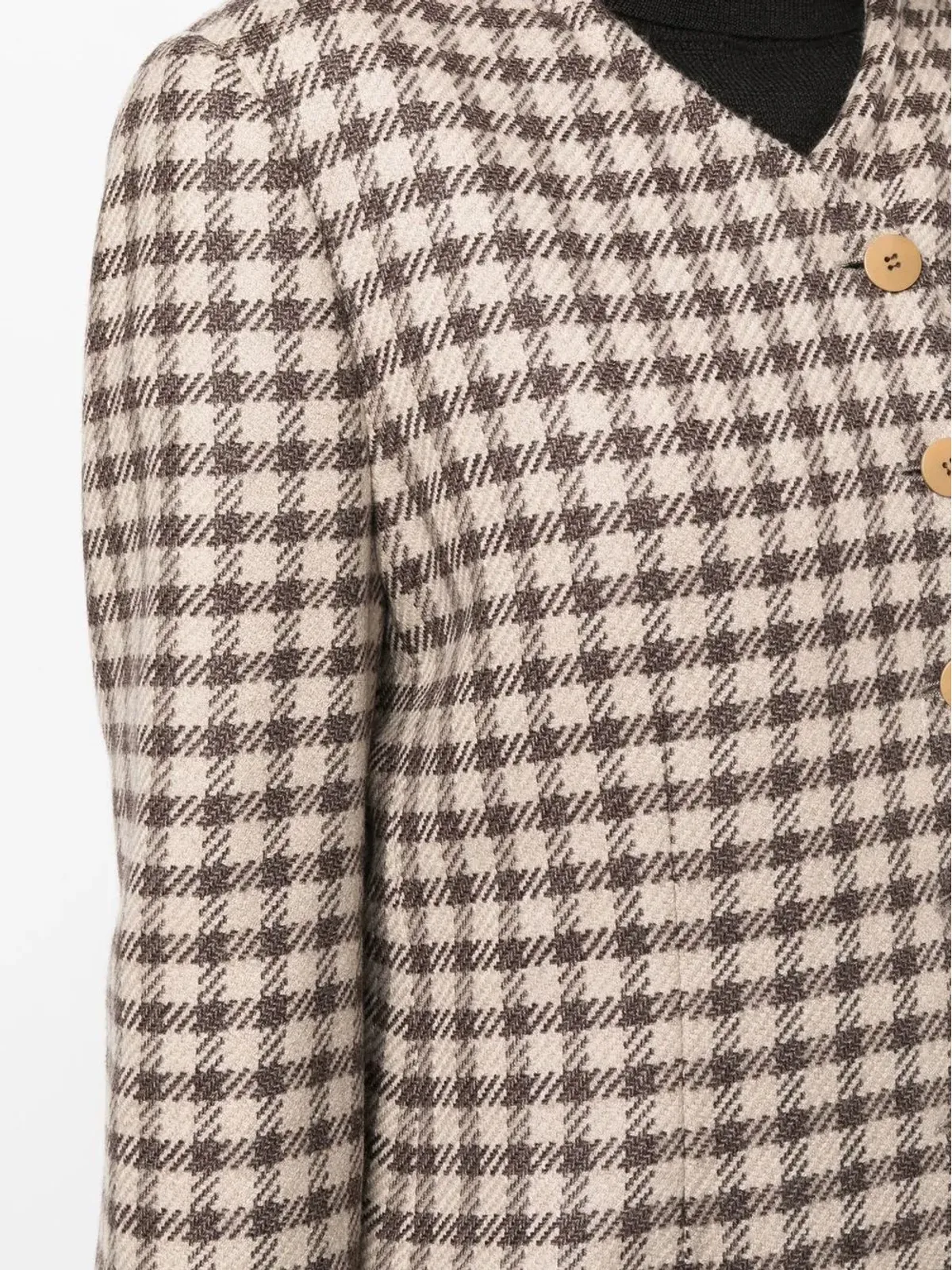 Giorgio Armani Pre-Owned 1980年代 ハウンドトースト柄 Vネック ブレザー（ブラウン） - 画像5