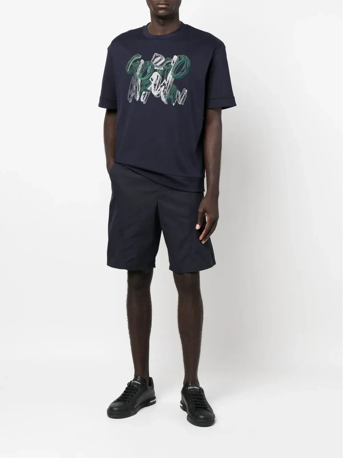 Giorgio Armani グラフィックロゴプリント コットン Tシャツ - 画像2