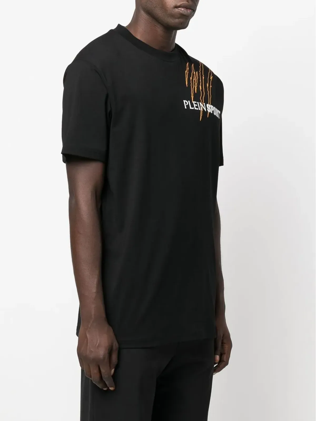 Plein Sport スクラッチ ロゴプリント Tシャツ ブラック - 画像4